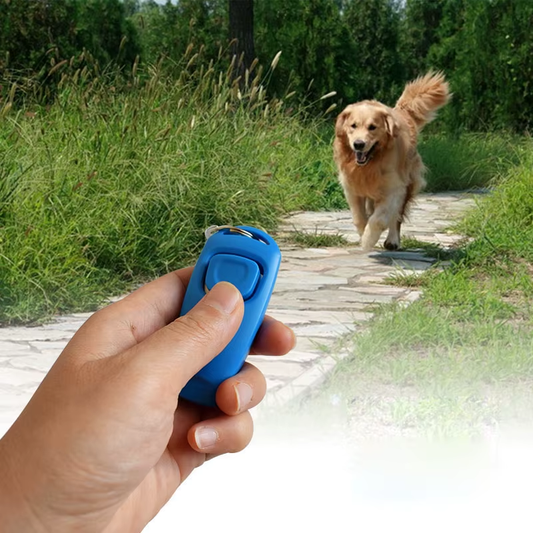 2-in-1 Pet Training Clicker & Whistle for Dogs and Cats – Includes Key Ring & Wrist Strap