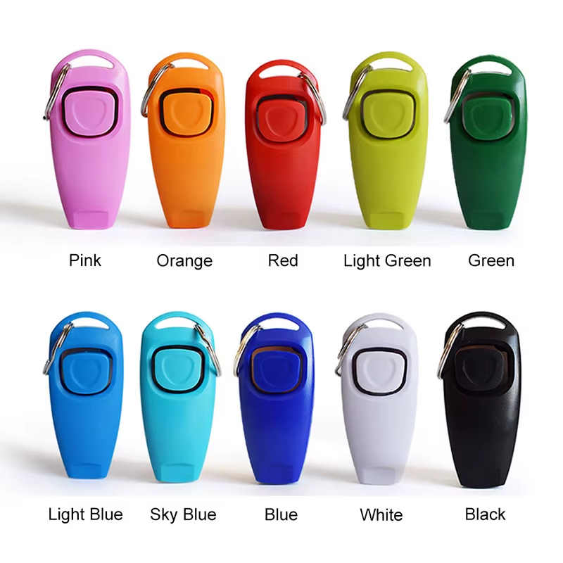 2-in-1 Pet Training Clicker & Whistle for Dogs and Cats – Includes Key Ring & Wrist Strap