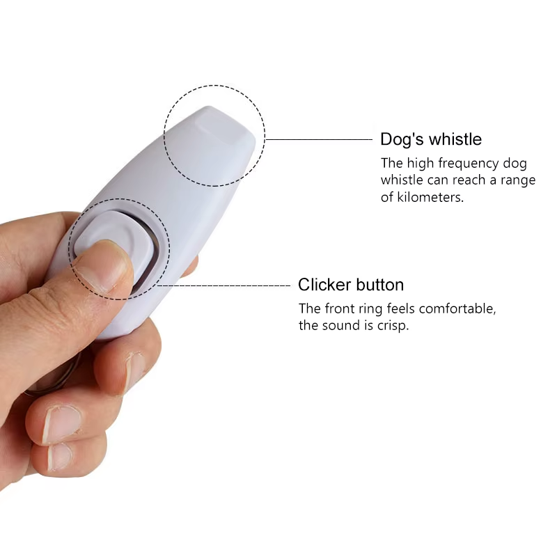 2-in-1 Pet Training Clicker & Whistle for Dogs and Cats – Includes Key Ring & Wrist Strap