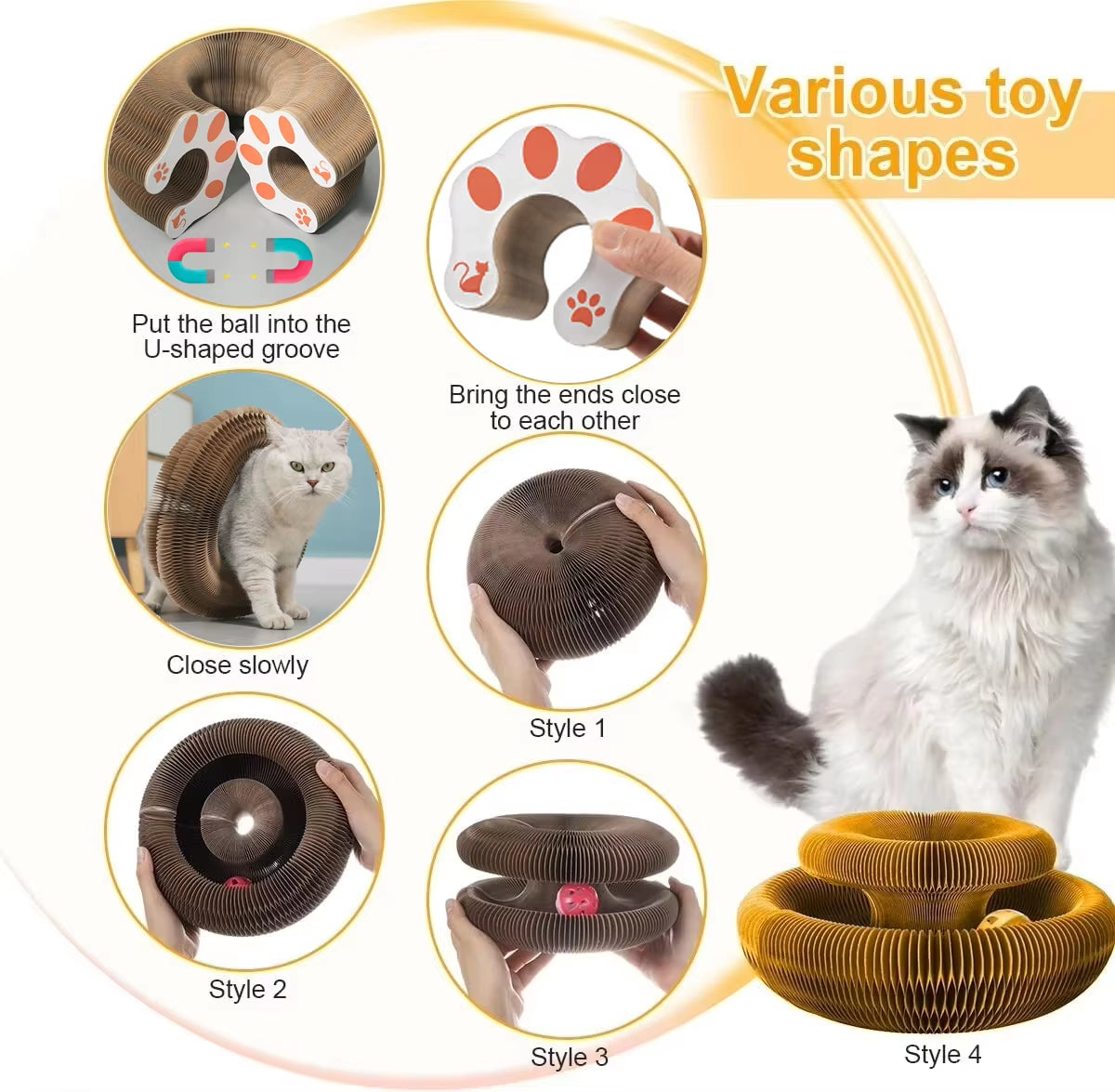 Premium Cat Scratch and Play Organ Board with Ball - Corrugated Claw Grinding and Climbing Frame for Kittens