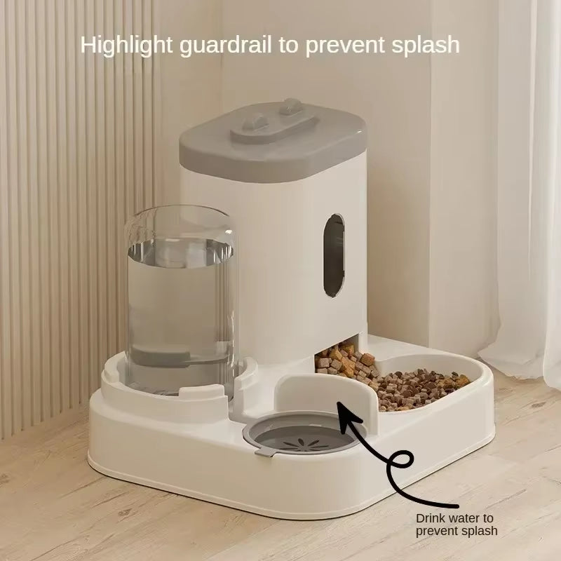 Automatic Pet Feeder and Water Fountain with Elevated Stand for Cats and Dogs - Large Capacity Food and Water Dish