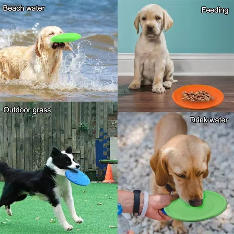 Multicolor Silicone Flying Disc Dog Toy - Interactive Training and Play for Pets