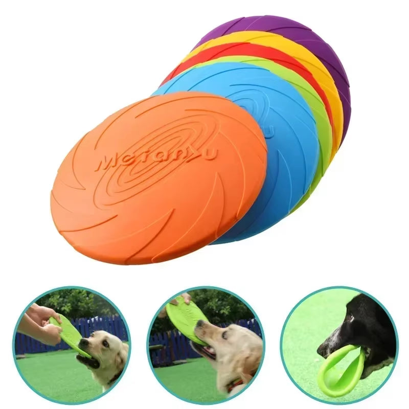 Multicolor Silicone Flying Disc Dog Toy - Interactive Training and Play for Pets