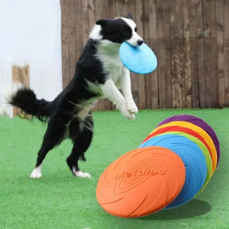 Multicolor Silicone Flying Disc Dog Toy - Interactive Training and Play for Pets